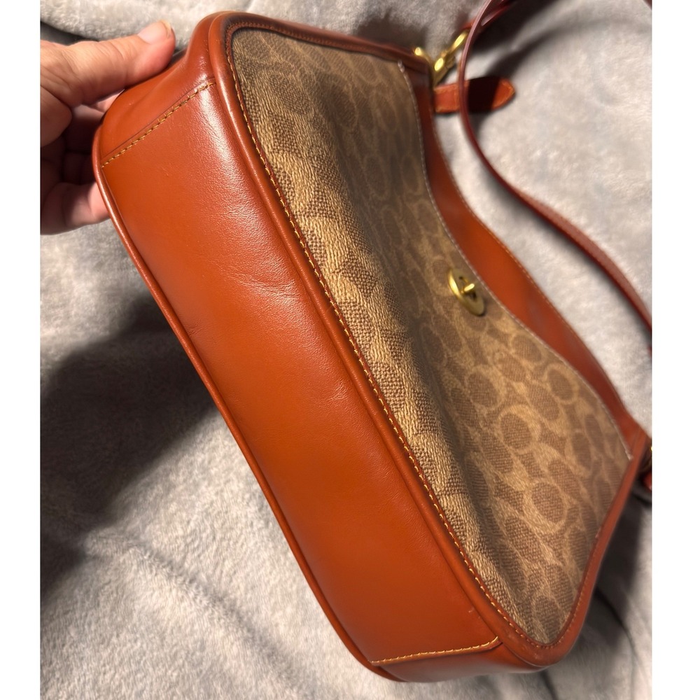 Coach Chaise Crossbody Bag Signature Coated Canvas Leather Tan Brown C8487 - Picture 14 of 15